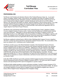 CV for Neil Broom Expert Witness in Digital Forensics Investigations in Los Angeles California